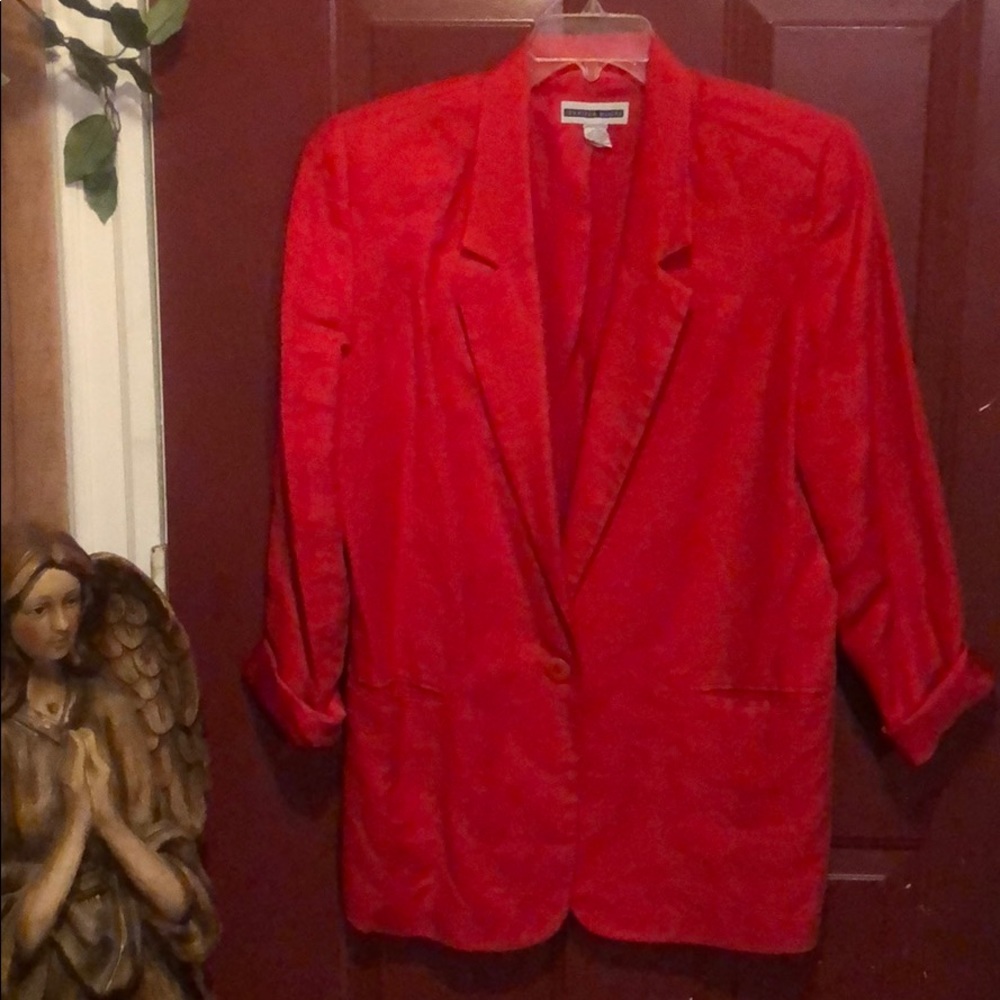 Jennifer Moore Ladies Linen Red Blazer